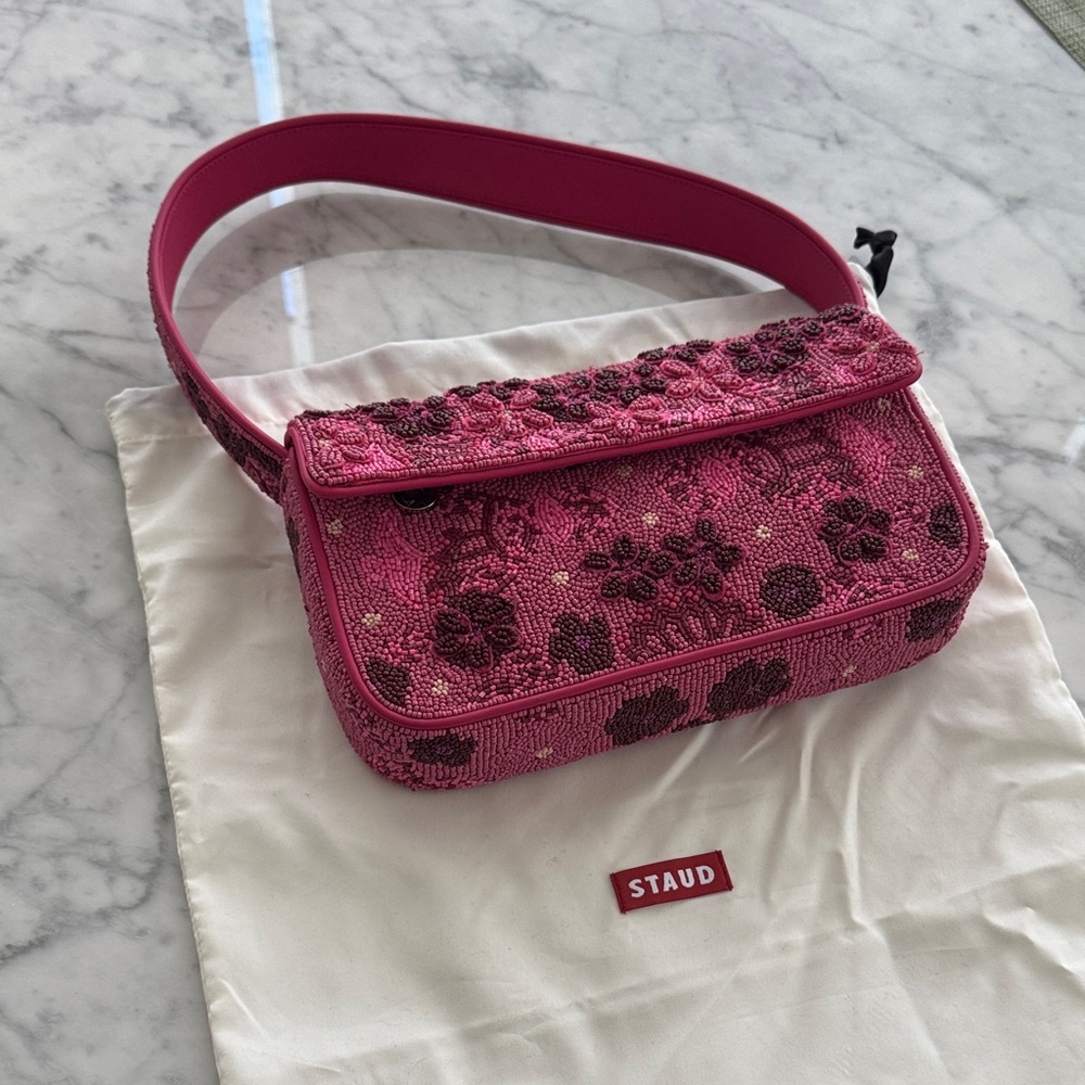 Staud TOMMY BEADED BAG BLOSSOM GARDEN PARTY pink - Picture 12 of 14